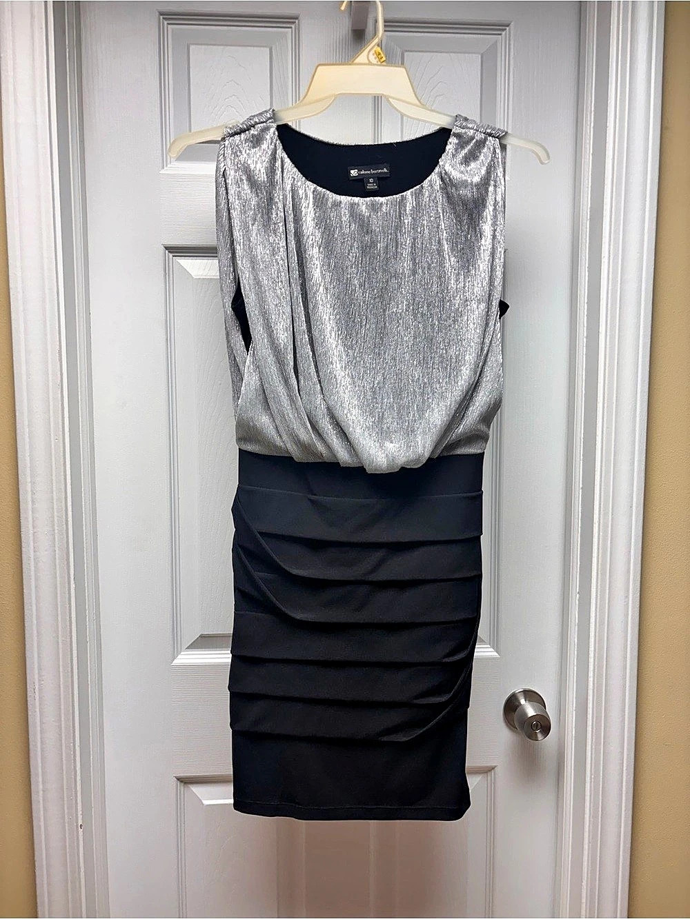 Valerie Bertinelli Metallic Draped Midi Dress Size 10